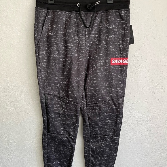 Retro Stitch Man  Black  Tapered Leg Drawstring Jogger Pants ,Size M - Picture 2 of 8